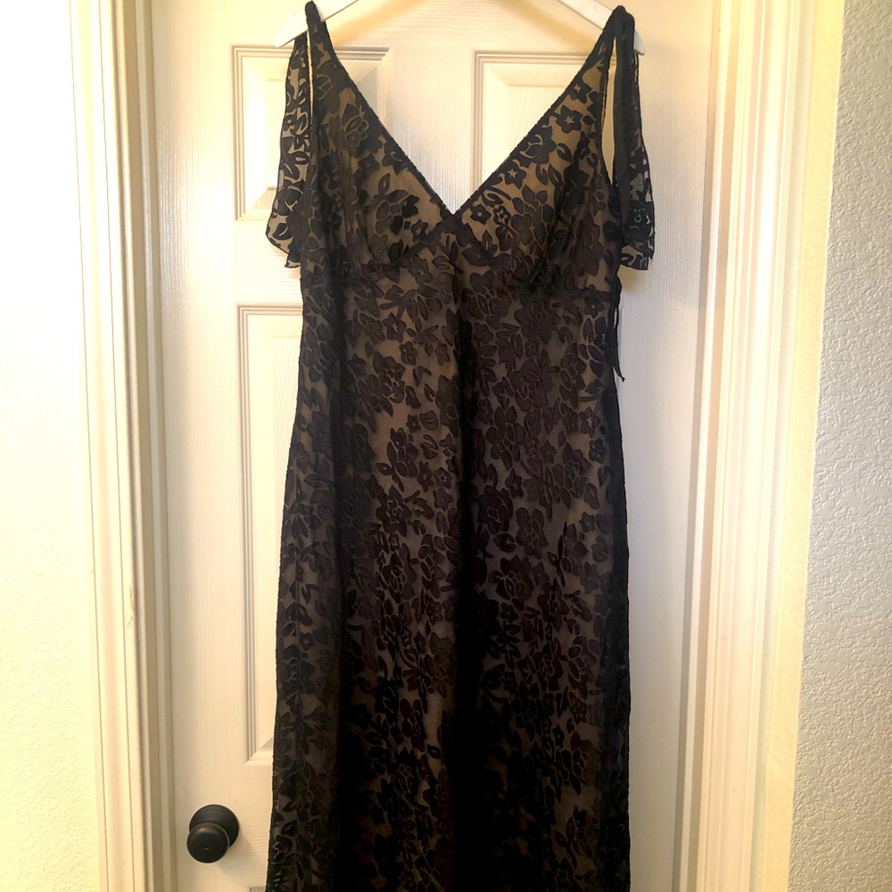 Black and nude overlay dress